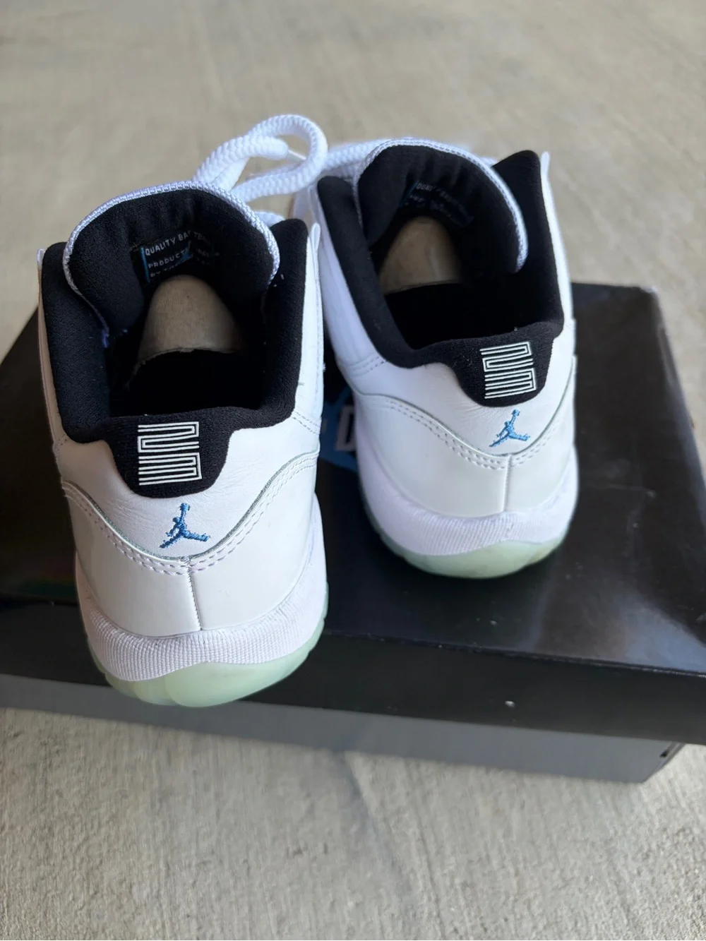 Jordan Kids White and Black Low-Top Sneakers with Light Blue Accents